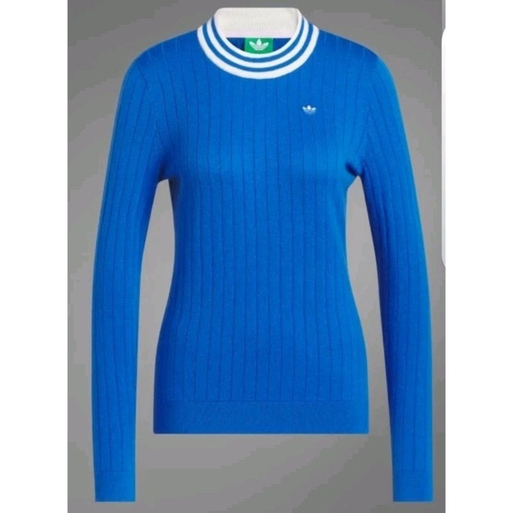 Adidas Originals Women Cashmere Knit Golf Sweater. Size Small.  Blue Bird.